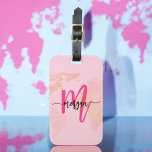 Étiquette À Bagage Carte du monde du voyage Hot Pink Nom du monogramm<br><div class="desc">Voyagez avec style avec notre Hot Pink World Traveler Map Monogramme Nom Bagage Balise! Doté d'un design rose vif et d'un arrière - plan de carte du monde, ce tag est personnalisé avec votre nom et monogramme dans une police chic. Parfait pour identifier vos bagages rapidement et facilement, il combine...</div>