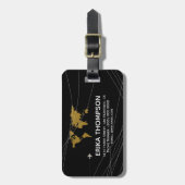 Étiquette À Bagage Carte du monde en noir (Devant Vertical)