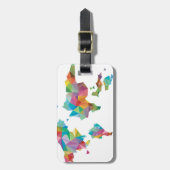 Étiquette À Bagage Carte du monde faite de formes géométriques (Devant Vertical)