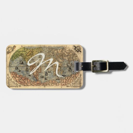 Étiquette À Bagage Carte du monde Forlani Antiquev 1565 Renaissance (Devant horizontal)