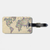 Étiquette À Bagage Carte du monde | Gribouillage (Dos horizontal)