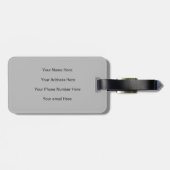 Étiquette À Bagage Carte du monde Gris Rouge Monogrammes Voyageur Nom (Dos horizontal)