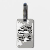 Étiquette À Bagage Carte du monde Hello moderne Silhouette (Dos Vertical)