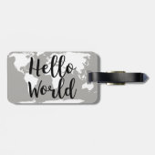 Étiquette À Bagage Carte du monde Hello moderne Silhouette (Dos horizontal)