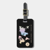 Étiquette À Bagage Carte du monde Holotel Pastel Nom du monogramme de (Devant Vertical)