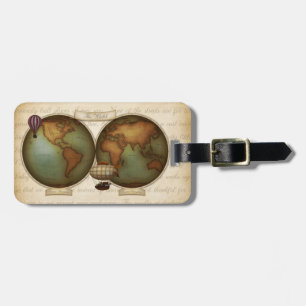 Étiquette À Bagage Carte du monde néo-victorien Steampunk personnalis