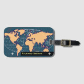 Étiquette À Bagage carte-du-monde nom customisé (Devant Horizontal)