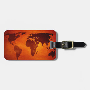 Étiquette À Bagage carte du monde orange vintage
