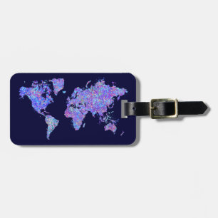 Étiquette À Bagage Carte du monde, peinture d'action