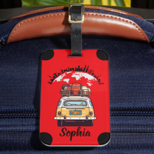 Étiquette À Bagage Carte du monde personnalisable de voyage