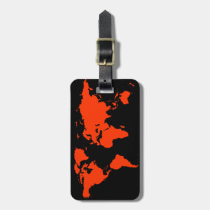 Étiquette À Bagage carte du monde personnalisé rouge&noir
