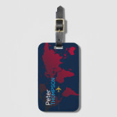 Étiquette À Bagage carte du monde personnalisée et élégante (Devant Vertical)