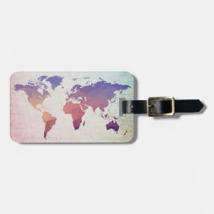 Étiquette À Bagage Carte du monde Polygones colorés