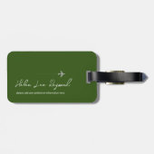 Étiquette À Bagage Carte du monde vert avec nom pour identifier les b (Dos horizontal)