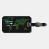Étiquette À Bagage Carte du monde vert Voyage international personnal (Dos horizontal)
