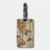 Étiquette À Bagage Carte du mondeCompas de bois (Dos Vertical)