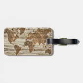 Étiquette À Bagage Carte du mondeCompas de bois (Dos horizontal)