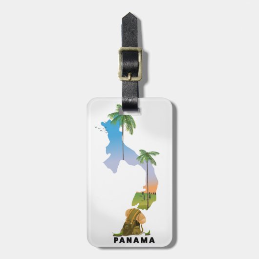 Étiquette À Bagage Carte du Panama Impression d'affiche illustrée de (Devant Vertical)