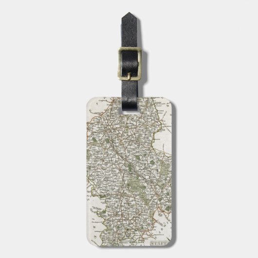 ÉTIQUETTE À BAGAGE CARTE DU STAFFORDSHIRE, 1793 (Devant Vertical)