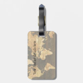 Étiquette À Bagage Carte en bois du monde (Dos Vertical)