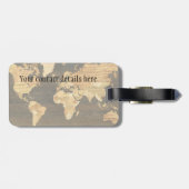 Étiquette À Bagage Carte en bois du monde (Dos horizontal)