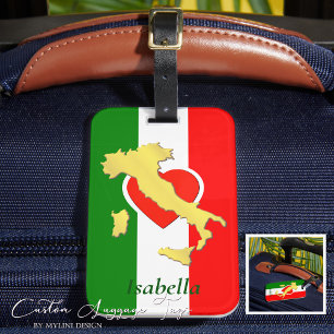 Étiquette À Bagage Carte Gold Italie personnalisée drapeau italien