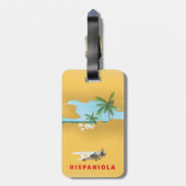 Étiquette À Bagage Carte Hispaniola illustré imprimé. (Dos Vertical)