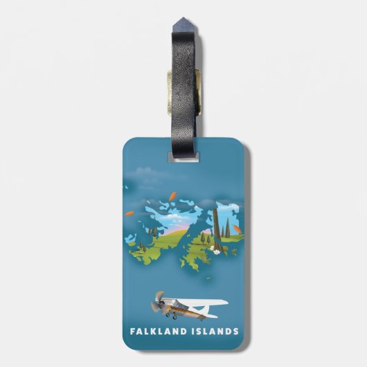 Étiquette À Bagage Carte illustrée des îles Falkland (Dos Vertical)