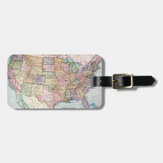 Étiquette À Bagage Carte : Les Etats-Unis, 1905 (Devant horizontal)