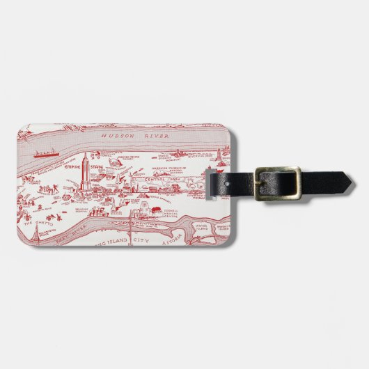 Étiquette À Bagage CARTE : MANHATTAN, c1935 (Devant horizontal)