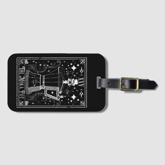 Étiquette À Bagage Carte Moka Pot Café Tarot (Devant Horizontal)