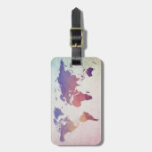 Étiquette À Bagage Carte mondiale | Polygone de couleur vive (Devant Vertical)