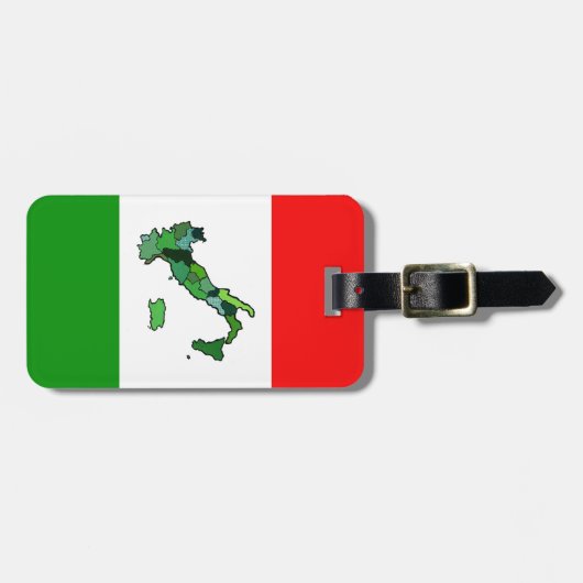 Étiquette À Bagage Carte personnalisée de l'Italie et du drapeau (Devant horizontal)