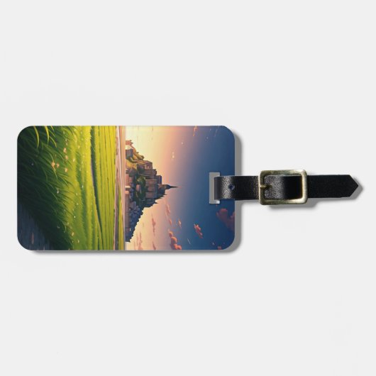 Étiquette À Bagage Carte postale coucher de soleil du Mont Saint-Mich (Devant horizontal)