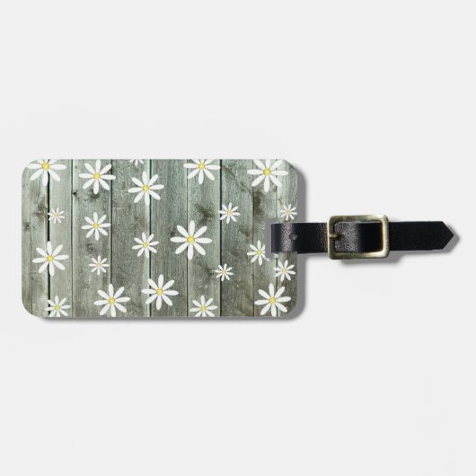 Étiquette À Bagage Carte Rustic Daisy Barne (Devant horizontal)