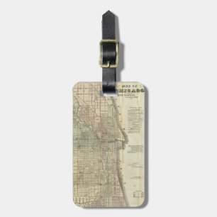 Étiquette À Bagage Carte vintage de Chicago (1857)