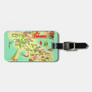 Étiquette À Bagage Carte vintage des îles Bahamas