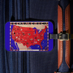 Étiquette À Bagage Carte vintage du Bureau de voyage des États-Unis d