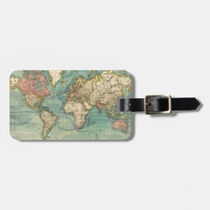 Étiquette À Bagage Carte vintage du monde