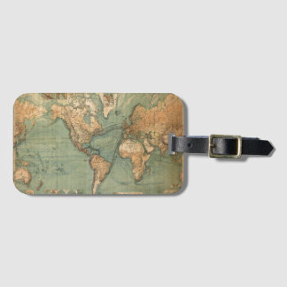 Étiquette À Bagage Carte vintage du monde antique