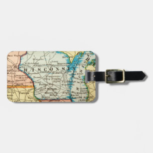 Étiquette À Bagage Carte vintage du Wisconsin Cartographie antique ré