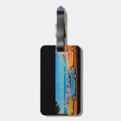 Étiquette À Bagage CARTES RETRO, bleu jaune orange (Dos Vertical)