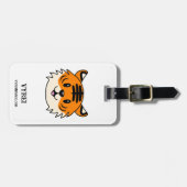 Étiquette À Bagage Carton doux et souriant tigre (Devant horizontal)