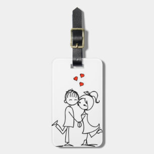 ÉTIQUETTE À BAGAGE **CARTOON DE COUPLE D'AMOUR** BAGAGES