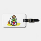 Étiquette À Bagage Cartoon Kid Savourez un repas avec du jus et des o (Devant horizontal)