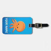 Étiquette À Bagage Cartoon mignon bébé poulpe bleu océan (Devant horizontal)