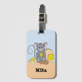 Étiquette À Bagage Cartoon Souris manger Fromage Bagage Balise avec n (Devant Vertical)