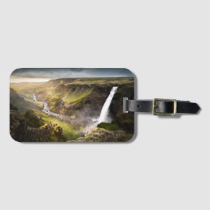 Étiquette À Bagage Cascade de Haifoss Été en Islande