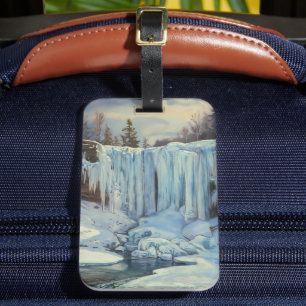 Étiquette À Bagage Cascade Gelée - Art de la nature dans le style imp