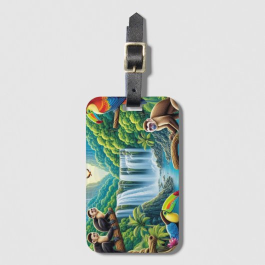 Étiquette À Bagage Cascade tropicale de la forêt tropicale (Devant Vertical)